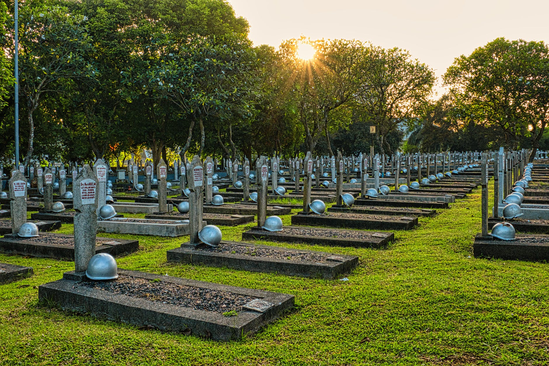 aged gravestones in national cemetery